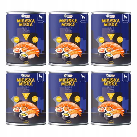 Gaczoo Miejska Miska bezzbożowa karma mokra dla psa Sushi z Rybą 6 x 400g
