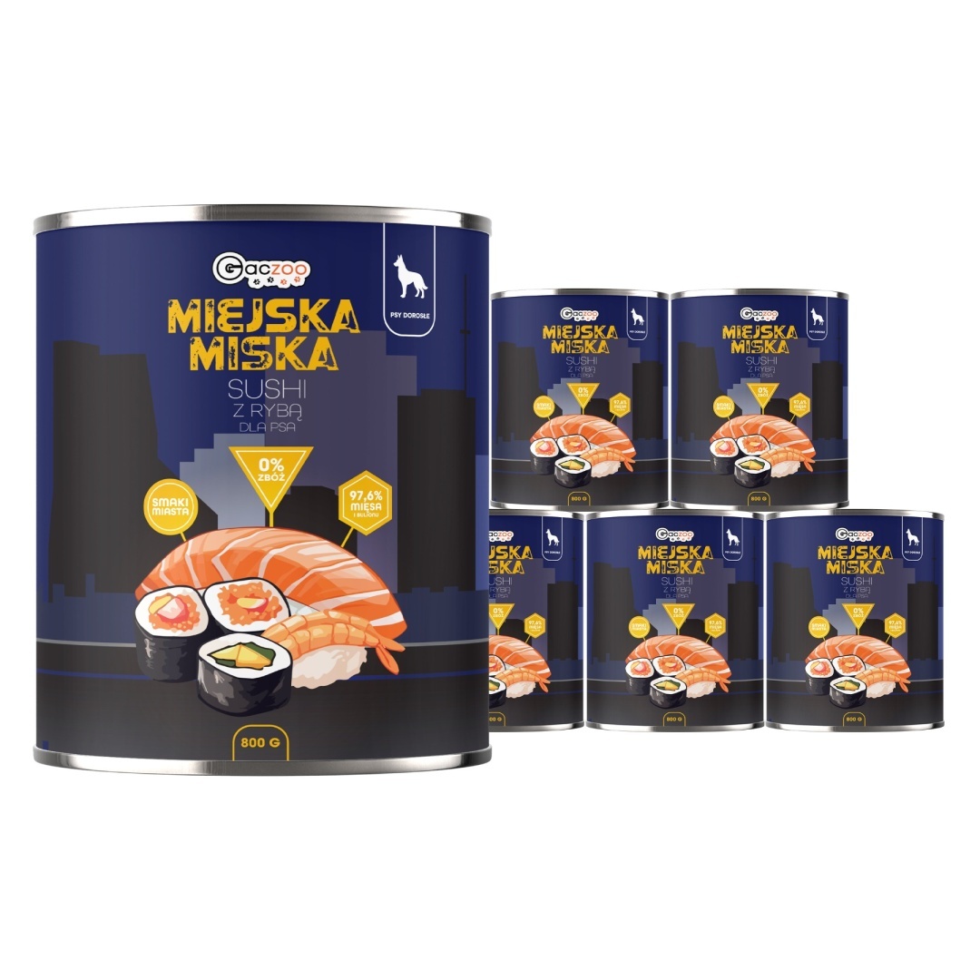 Gaczoo Miejska Miska Sushi z Rybą 6 x 800 g