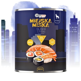Gaczoo Miejska Miska bezzbożowa karma mokra dla psa Sushi z Rybą 800g