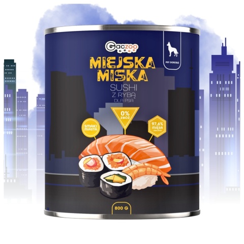Gaczoo Miejska Miska bezzbożowa karma mokra dla psa Sushi z Rybą 800g