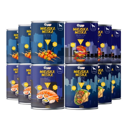 Gaczoo Miejska Miska bezzbożowa karma mokra dla psa mix smaków 12 x 400g