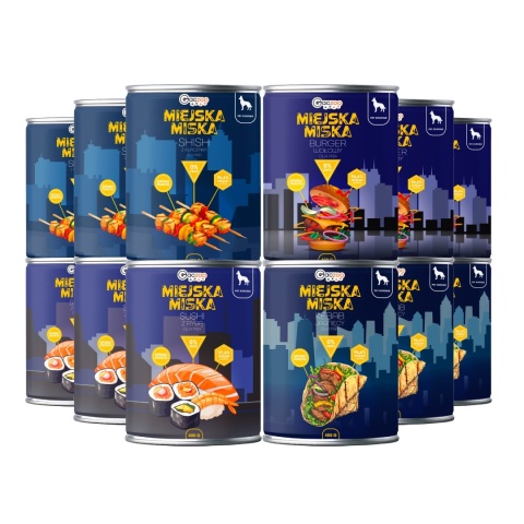 Gaczoo Miejska Miska bezzbożowa karma mokra dla psa mix smaków 12 x 400g