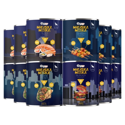 Gaczoo Miejska Miska bezzbożowa karma mokra dla psa mix smaków 12 x 800g