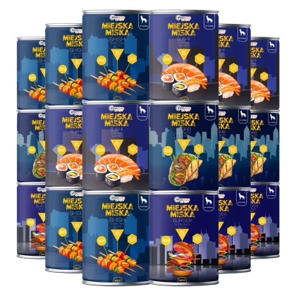 Gaczoo Miejska Miska bezzbożowa karma mokra dla psa mix smaków 18 x 400g