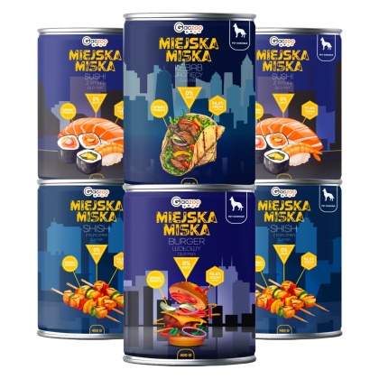 Gaczoo Miejska Miska bezzbożowa karma mokra dla psa mix smaków 6 x 400g