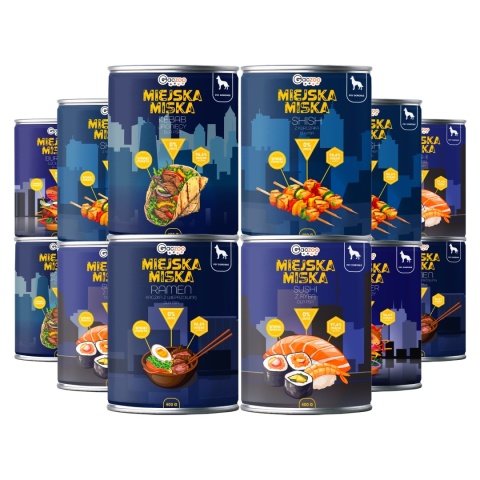 Gaczoo Miejska Miska bezzbożowa karma mokra dla psa Mix smaków 12 x 400g