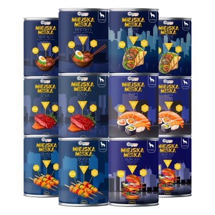 Gaczoo Miejska Miska bezzbożowa karma mokra dla psa Mix smaków 12 x 400g