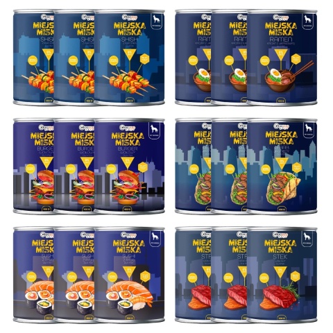 Gaczoo Miejska Miska bezzbożowa karma mokra dla psa Mix smaków 18 x 400g