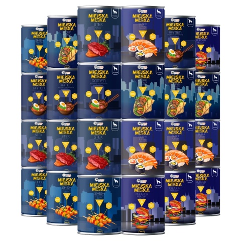 Gaczoo Miejska Miska bezzbożowa karma mokra dla psa Mix smaków 24 x 400g