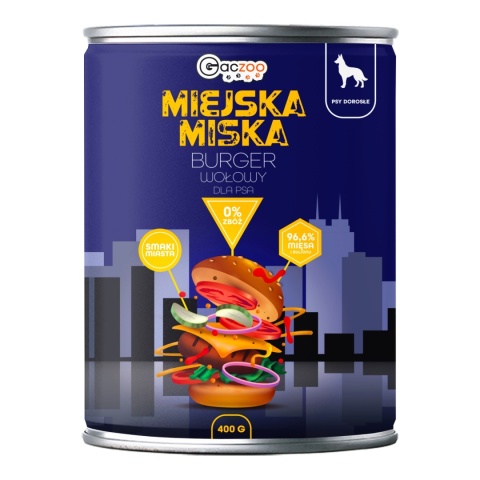 Gaczoo Miejska Miska bezzbożowa karma mokra dla psa Mix smaków 42 x 400g