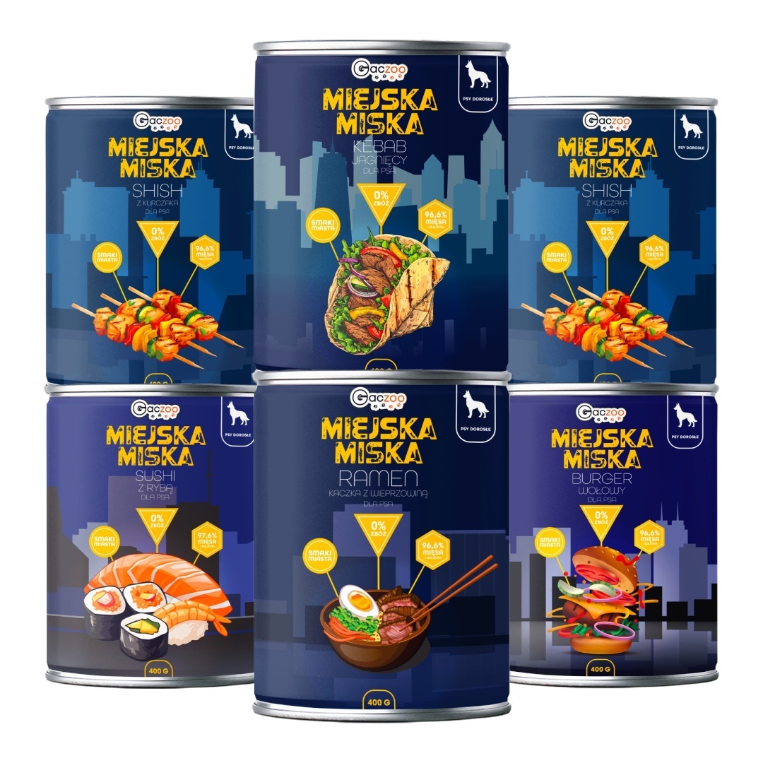 Gaczoo Miejska Miska Mix Smak&oacute;w 6 x 400 g dla psa