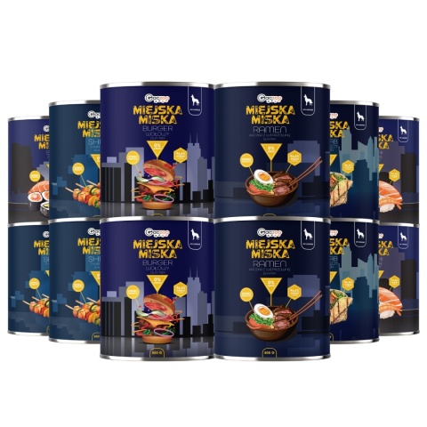 Gaczoo Miejska Miska bezzbożowa karma mokra dla psa mix smaków 12 x 800g