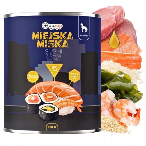 Gaczoo Miejska Miska bezzbożowa karma mokra dla psa mix smaków 24 x 800g