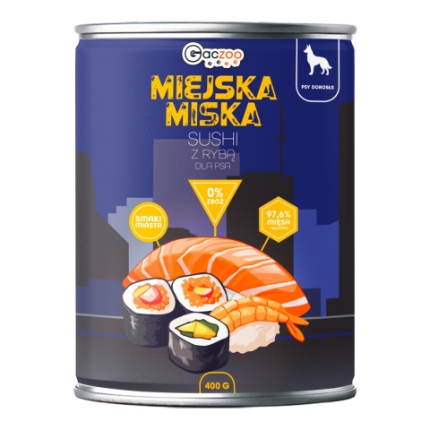 Gaczoo Miejska Miska bezzbożowa karma mokra dla psa mix smaków 4 x 400g
