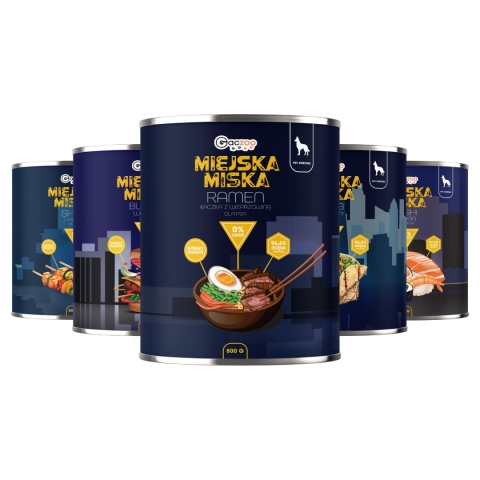 Gaczoo Miejska Miska bezzbożowa karma mokra dla psa mix smaków 5 x 800g