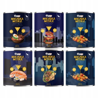 Gaczoo Miejska Miska bezzbożowa karma mokra dla psa mix smaków 6 x 800g