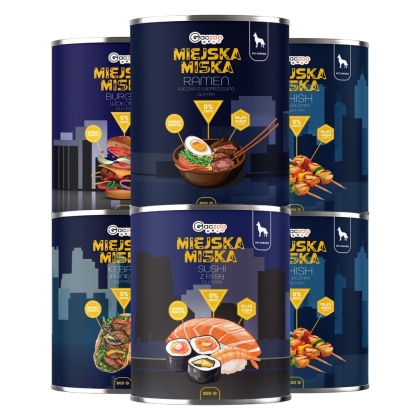 Gaczoo Miejska Miska bezzbożowa karma mokra dla psa mix smaków 6 x 800g