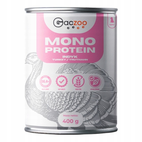 Monobiałkowa karma mokra dla szczeniąt Indyk 400g Gaczoo Mono Protein Puppy