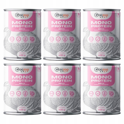 Monobiałkowa karma mokra dla szczeniąt Indyk 6 x 400g Gaczoo Mono Protein Puppy