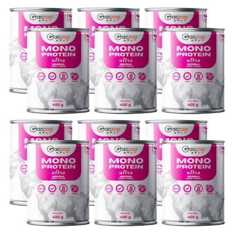 Monobiałkowa karma mokra dla psa Kozina 12 x 400g Gaczoo Mono Protein Ultra