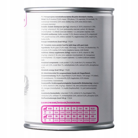 Monobiałkowa karma mokra dla psa Kozina 12 x 400g Gaczoo Mono Protein Ultra