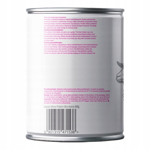 Monobiałkowa karma mokra dla psa Kozina 12 x 400g Gaczoo Mono Protein Ultra