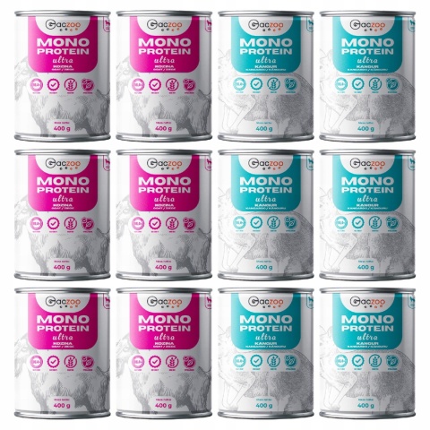 Monobiałkowa karma mokra dla psa mix smaków 12 x 400g Gaczoo Mono Protein Ultra