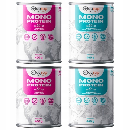 Monobiałkowa karma mokra dla psa mix smaków 4 x 400g Gaczoo Mono Protein Ultra