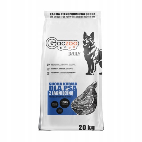 Sucha karma dla psa Gaczoo Daily Jagnięcina 20 kg Adult Dog z Witaminami