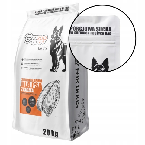 Sucha karma dla psa Gaczoo Daily Kaczka 20 kg Adult Dog z Witaminami