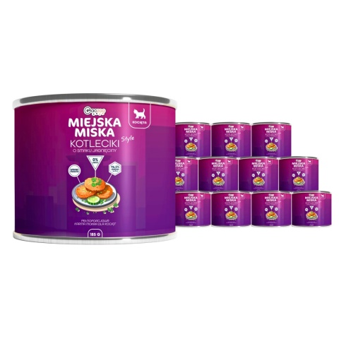 Karma mokra dla kociąt Miejska Miska Gaczoo Kotleciki Jagnięcina 12 x 185g