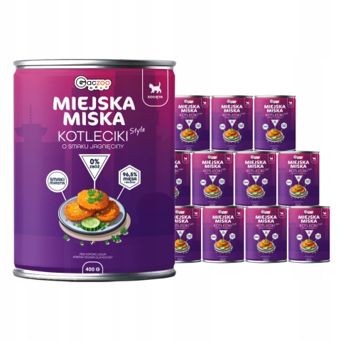 Karma mokra dla kociąt Miejska Miska Gaczoo Kotleciki Jagnięcina 12 x 400g
