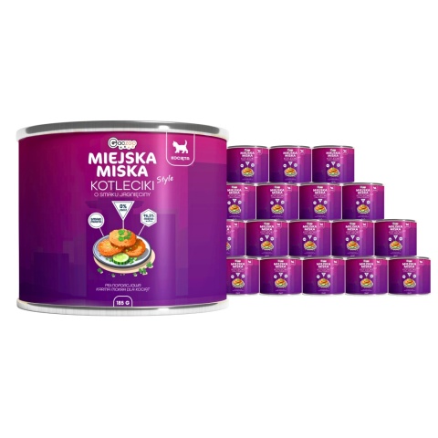 Karma mokra dla kociąt Miejska Miska Gaczoo Kotleciki Jagnięcina 18 x 185g