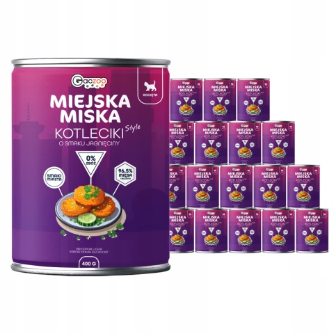 Karma mokra dla kociąt Miejska Miska Gaczoo Kotleciki Jagnięcina 18 x 400g
