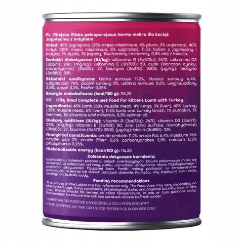 Karma mokra dla kociąt Miejska Miska Gaczoo Kotleciki Jagnięcina 18 x 400g
