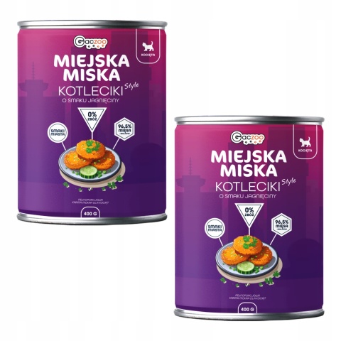 Karma mokra dla kociąt Miejska Miska Gaczoo Kotleciki Jagnięcina 2 x 400g