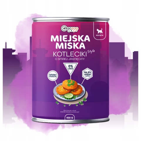 Karma mokra dla kociąt Miejska Miska Gaczoo Kotleciki Jagnięcina 2 x 400g