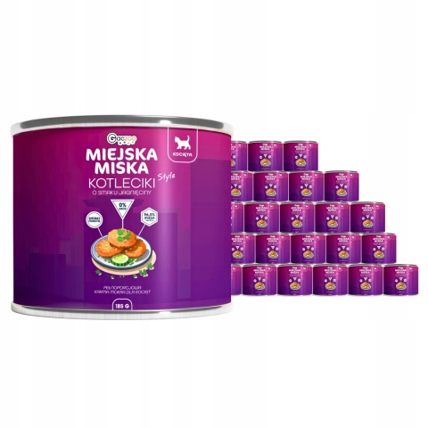Karma mokra dla kociąt Miejska Miska Gaczoo Kotleciki Jagnięcina 24 x 185g