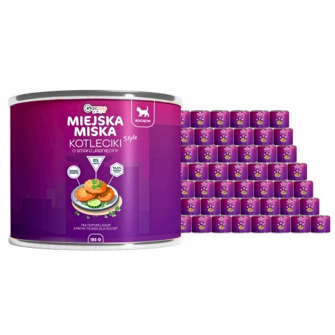 Karma mokra dla kociąt Miejska Miska Gaczoo Kotleciki Jagnięcina 48 x 185g