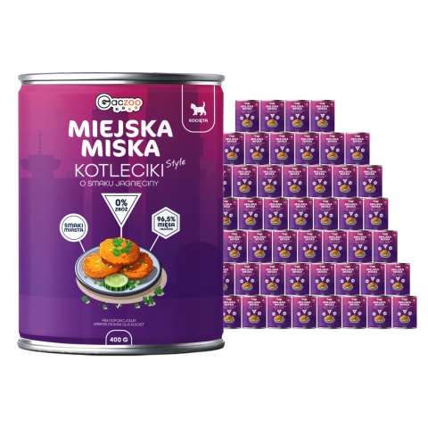 Karma mokra dla kociąt Miejska Miska Gaczoo Kotleciki Jagnięcina 48 x 400g