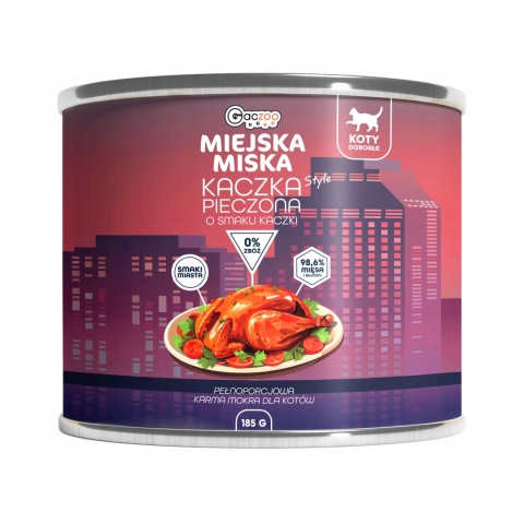 Karma mokra dla kota Miejska Miska Gaczoo Kaczka Pieczona 12x 185g bez zbóż