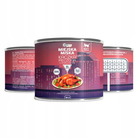 Karma mokra dla kota Miejska Miska Gaczoo Kaczka Pieczona 185g bezzbożowa