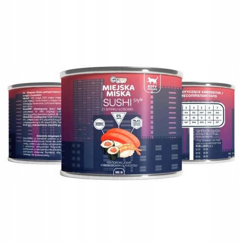 Karma mokra dla kota Miejska Miska Gaczoo Sushi Ryba 185g bezzbożowa
