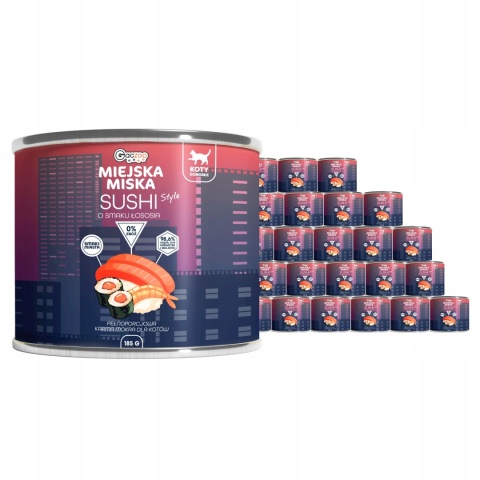 Karma mokra dla kota Miejska Miska Gaczoo Sushi Ryba 24 x 185g bezzbożowa