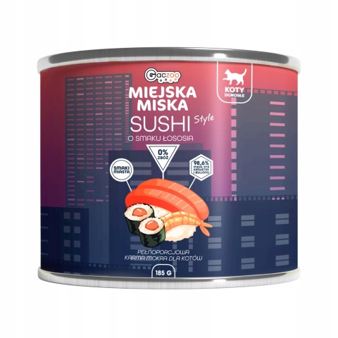 Karma mokra dla kota Miejska Miska Gaczoo Sushi Ryba 24 x 185g bezzbożowa