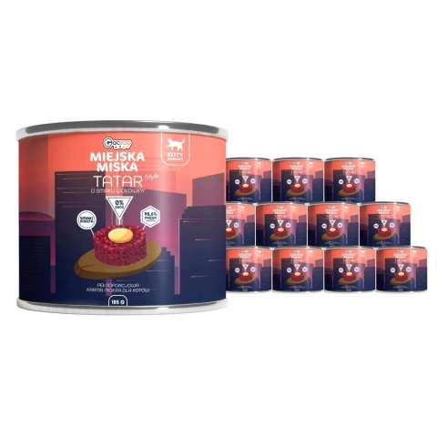Karma mokra dla kota Miejska Miska Gaczoo Tatar Wołowina 12 x 185g bezzbożowa