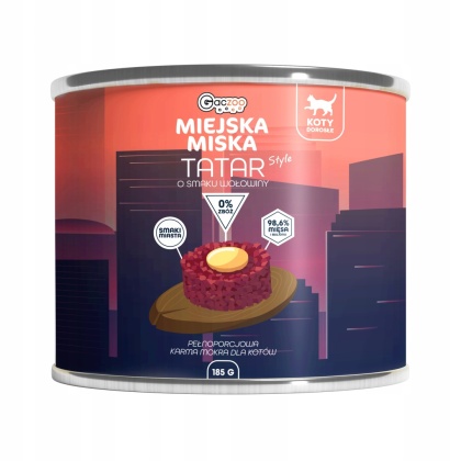 Karma mokra dla kota Miejska Miska Gaczoo Tatar Wołowina 185g bezzbożowa