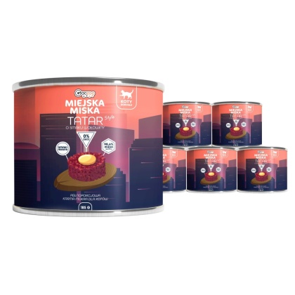 Karma mokra dla kota Miejska Miska Gaczoo Tatar Wołowina 6 x 185g bezzbożowa