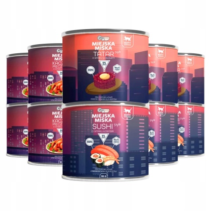 Karma mokra dla kota Miejska Miska Gaczoo mix smaków 10 x 185g bezzbożowa