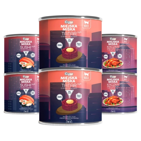 Karma mokra dla kota Miejska Miska Gaczoo mix smaków 6 x 185g bezzbożowa